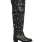 Dolce & Gabbana Black Crystal Embellished High Boots Shoes
