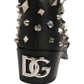 Dolce & Gabbana Black Crystal Embellished High Boots Shoes