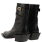 Dolce & Gabbana Black Leather DG Plaque Mid Calf Boots Shoes