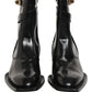 Dolce & Gabbana Black Leather DG Plaque Mid Calf Boots Shoes