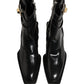 Dolce & Gabbana Black Leather DG Plaque Mid Calf Boots Shoes