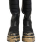 Dolce & Gabbana Black Leather Biker Mid Calf Men Boots Shoes