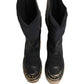 Dolce & Gabbana Black Leather Biker Mid Calf Men Boots Shoes