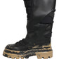 Dolce & Gabbana Black Leather Biker Mid Calf Men Boots Shoes