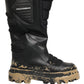 Dolce & Gabbana Black Leather Biker Mid Calf Men Boots Shoes
