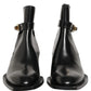 Dolce & Gabbana Black Leather DG Plaque Ankle Boots Shoes