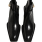 Dolce & Gabbana Black Leather DG Plaque Ankle Boots Shoes