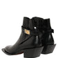 Dolce & Gabbana Black Leather DG Plaque Ankle Boots Shoes