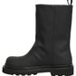 Dolce & Gabbana Black Leather Mid Calf Chunky Men Boots Shoes
