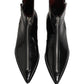 Dolce & Gabbana Black Leather Zipper Mid Calf Men Boots Shoes
