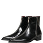 Dolce & Gabbana Black Leather Zipper Mid Calf Men Boots Shoes
