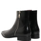Dolce & Gabbana Black Leather Zipper Mid Calf Men Boots Shoes