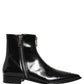 Dolce & Gabbana Black Leather Zipper Mid Calf Men Boots Shoes