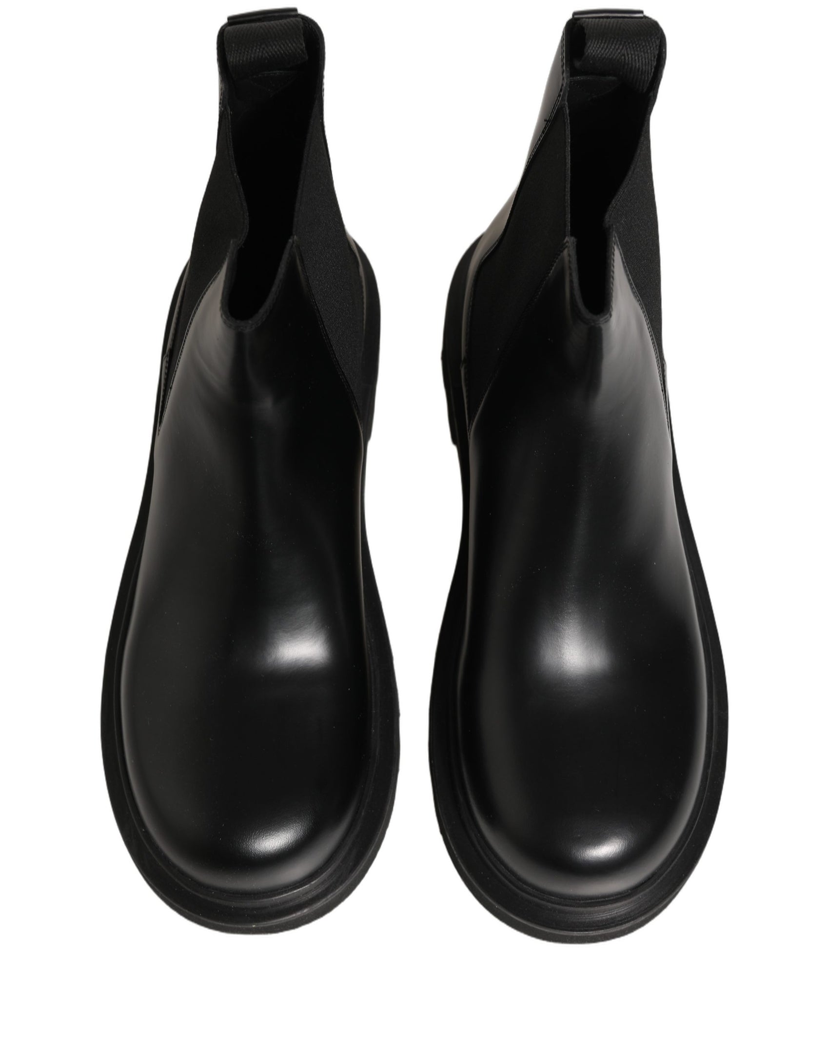 Dolce & Gabbana Black Chelsea Boots Leather Slip On Men Shoes