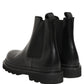 Dolce & Gabbana Black Chelsea Boots Leather Slip On Men Shoes