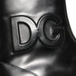 Dolce & Gabbana Black Leather Embossed Logo Ankle Boots Shoes