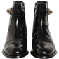 Dolce & Gabbana Black Leather Logo Buckle Mid Calf Boots Shoes