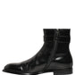 Dolce & Gabbana Black Leather Logo Buckle Mid Calf Boots Shoes