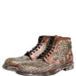 Dolce & Gabbana Brown Leather Runway Studs Ankle Boots Shoes
