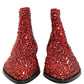 Dolce & Gabbana Red Embellished Chelsea Ankle Boots Shoes