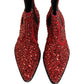 Dolce & Gabbana Red Embellished Chelsea Ankle Boots Shoes