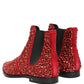 Dolce & Gabbana Red Embellished Chelsea Ankle Boots Shoes