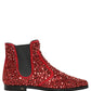 Dolce & Gabbana Red Embellished Chelsea Ankle Boots Shoes