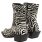 Dolce & Gabbana Black White Zebra Embellished Boots Shoes