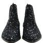 Dolce & Gabbana Black Embellished Chelsea Ankle Boots Shoes