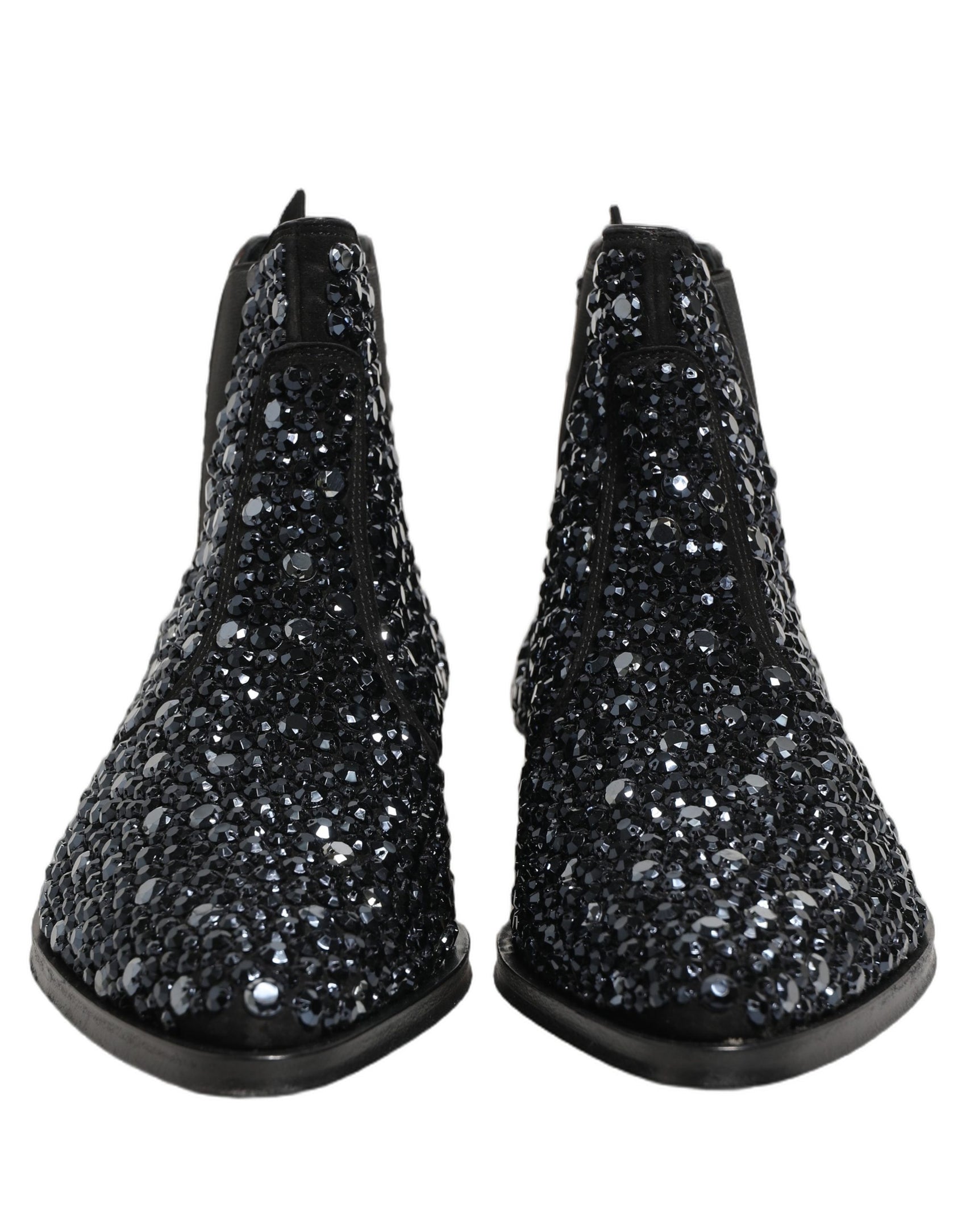 Dolce & Gabbana Black Embellished Chelsea Ankle Boots Shoes