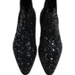 Dolce & Gabbana Black Embellished Chelsea Ankle Boots Shoes