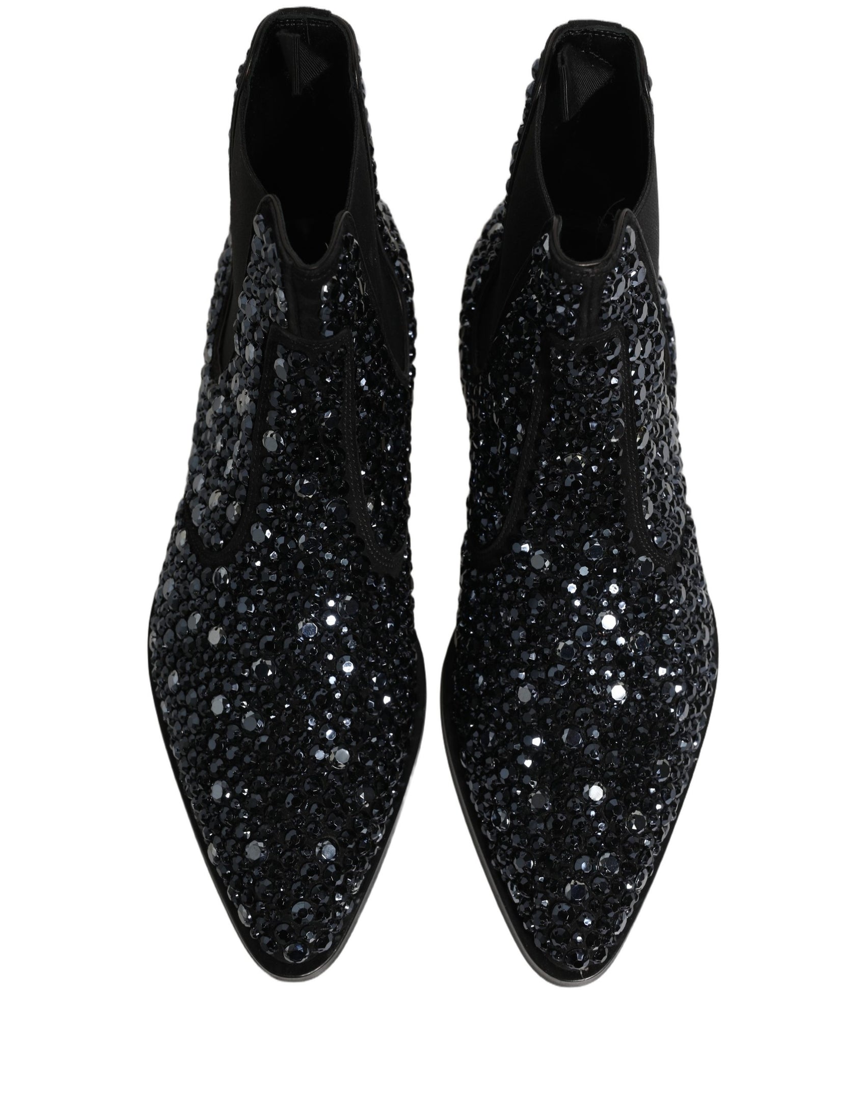 Dolce & Gabbana Black Embellished Chelsea Ankle Boots Shoes