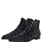 Dolce & Gabbana Black Embellished Chelsea Ankle Boots Shoes