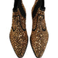 Dolce & Gabbana Gold Embellished Chelsea Ankle Boots Shoes