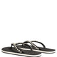 Dolce & Gabbana Black Embellished Rubber Flip Flops Men Shoes