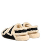 Dolce & Gabbana Beige Black Faux Fur Flats Men Sandals Shoes