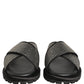 Dolce & Gabbana Black Strass Criss Cross Slide Sandals Shoes