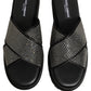 Dolce & Gabbana Black Strass Criss Cross Slide Sandals Shoes