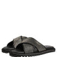 Dolce & Gabbana Black Strass Criss Cross Slide Sandals Shoes