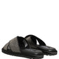 Dolce & Gabbana Black Strass Criss Cross Slide Sandals Shoes