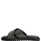 Dolce & Gabbana Black Strass Criss Cross Slide Sandals Shoes