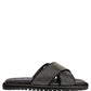 Dolce & Gabbana Black Strass Criss Cross Slide Sandals Shoes