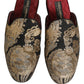 Dolce & Gabbana Black Floral Jacquard Flats Sandals Men Shoes