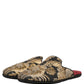 Dolce & Gabbana Black Floral Jacquard Flats Sandals Men Shoes