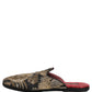 Dolce & Gabbana Black Floral Jacquard Flats Sandals Men Shoes