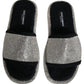 Dolce & Gabbana Black Crystal Embellished Platform Men Slides Shoes