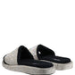 Dolce & Gabbana Black Crystal Embellished Platform Men Slides Shoes