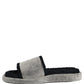 Dolce & Gabbana Black Crystal Embellished Platform Men Slides Shoes