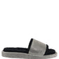 Dolce & Gabbana Black Crystal Embellished Platform Men Slides Shoes