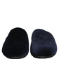 Dolce & Gabbana Dark Blue Suede Slides Flat Slipper Men Shoes